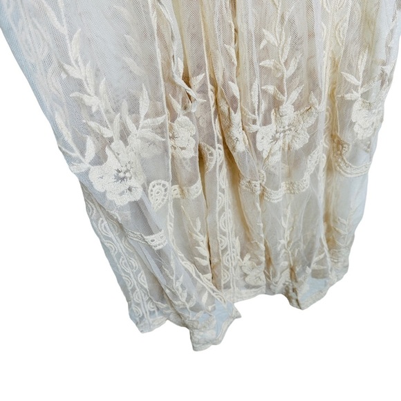 Entro Robe Women's Small #J9083 V-Nk Bell Slv Ivory Floral Lace Nylon/Cotton - Picture 6 of 9